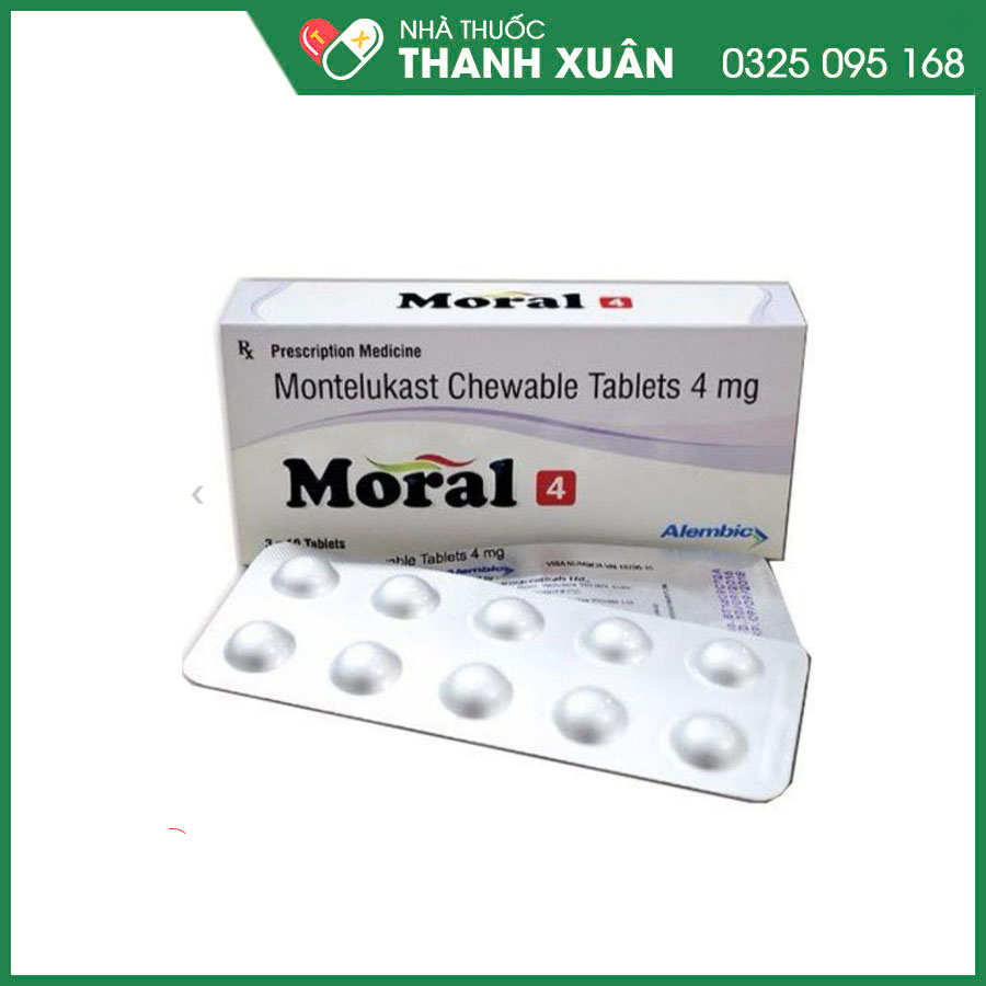 Moral 4 thuốc dự phòng và điều trị hen phế quản, làm giảm các triệu chứng ban ngày và ban đêm của viêm mũi dị ứng